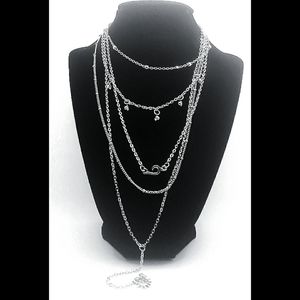 Silver 5 Chained Necklace